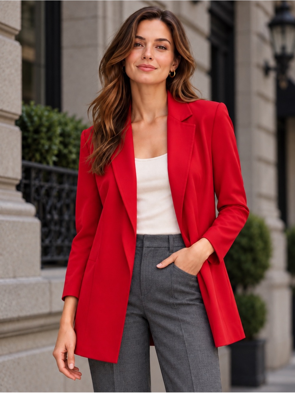 Lafayette 148 New York Red Tailored Wool Blazer